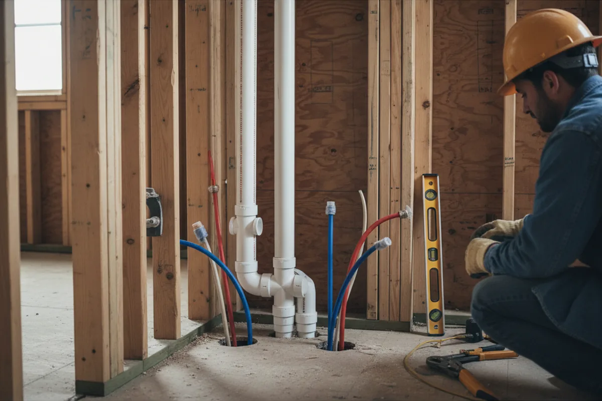 Drain and supply rough-in during Drain Cleaning in Des Moines